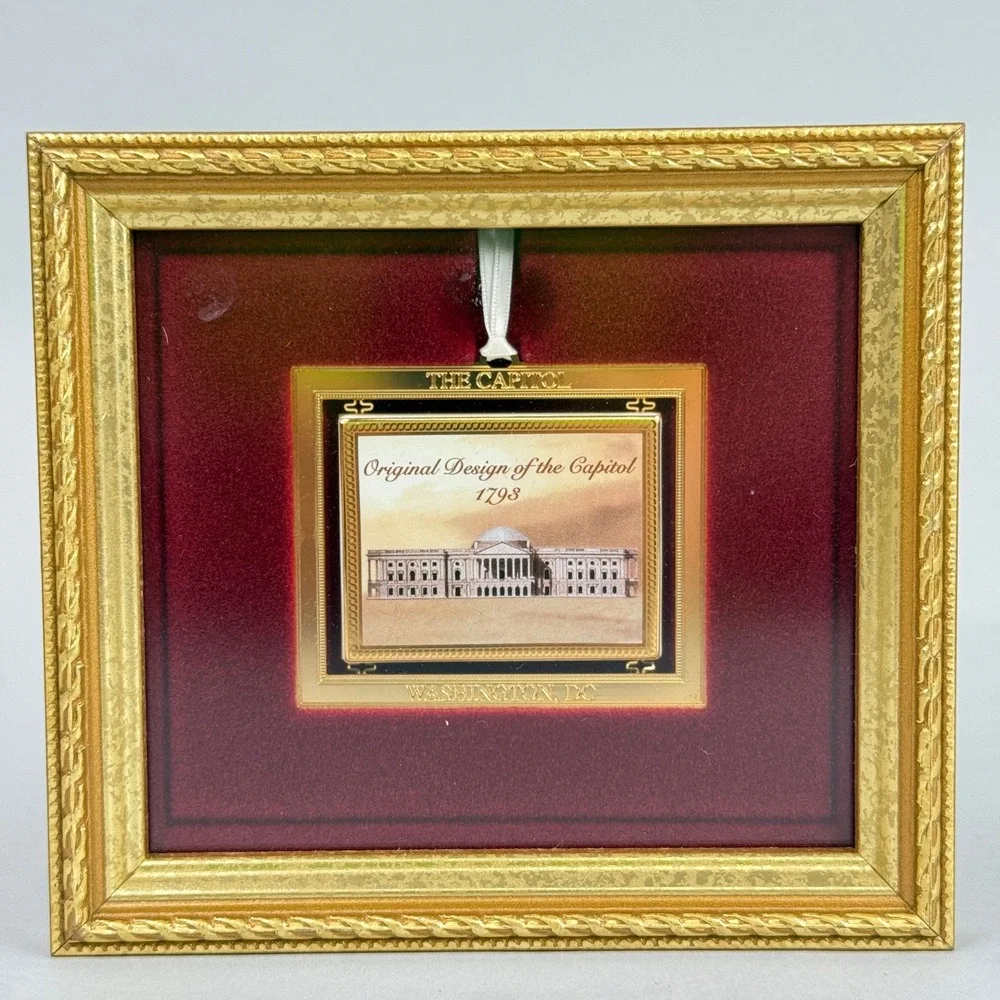Original Design of the Capitol Framed Art 6.25x6.75 Gold‎ Red Vintage c.1980s